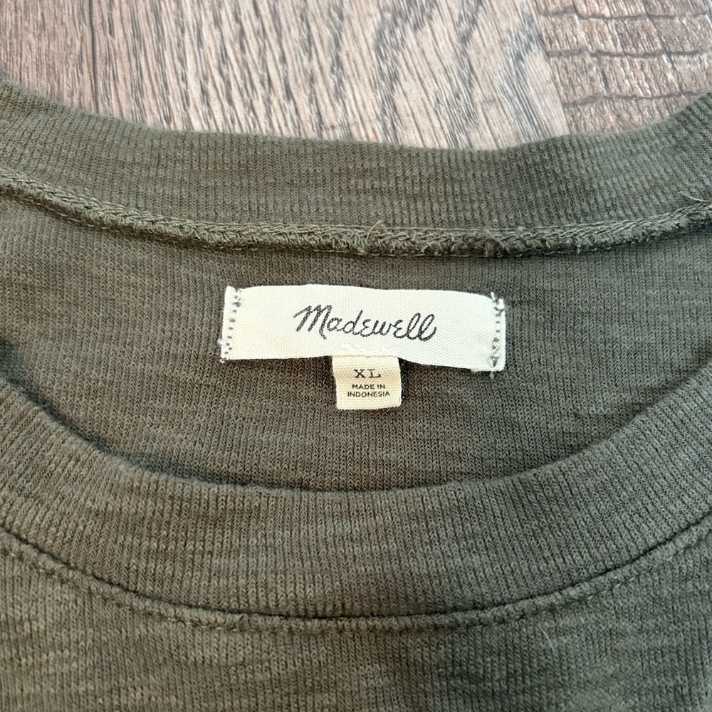 Madewell Westville Raglan Tee In Capers Olive Green XL - Picture 3 of 4